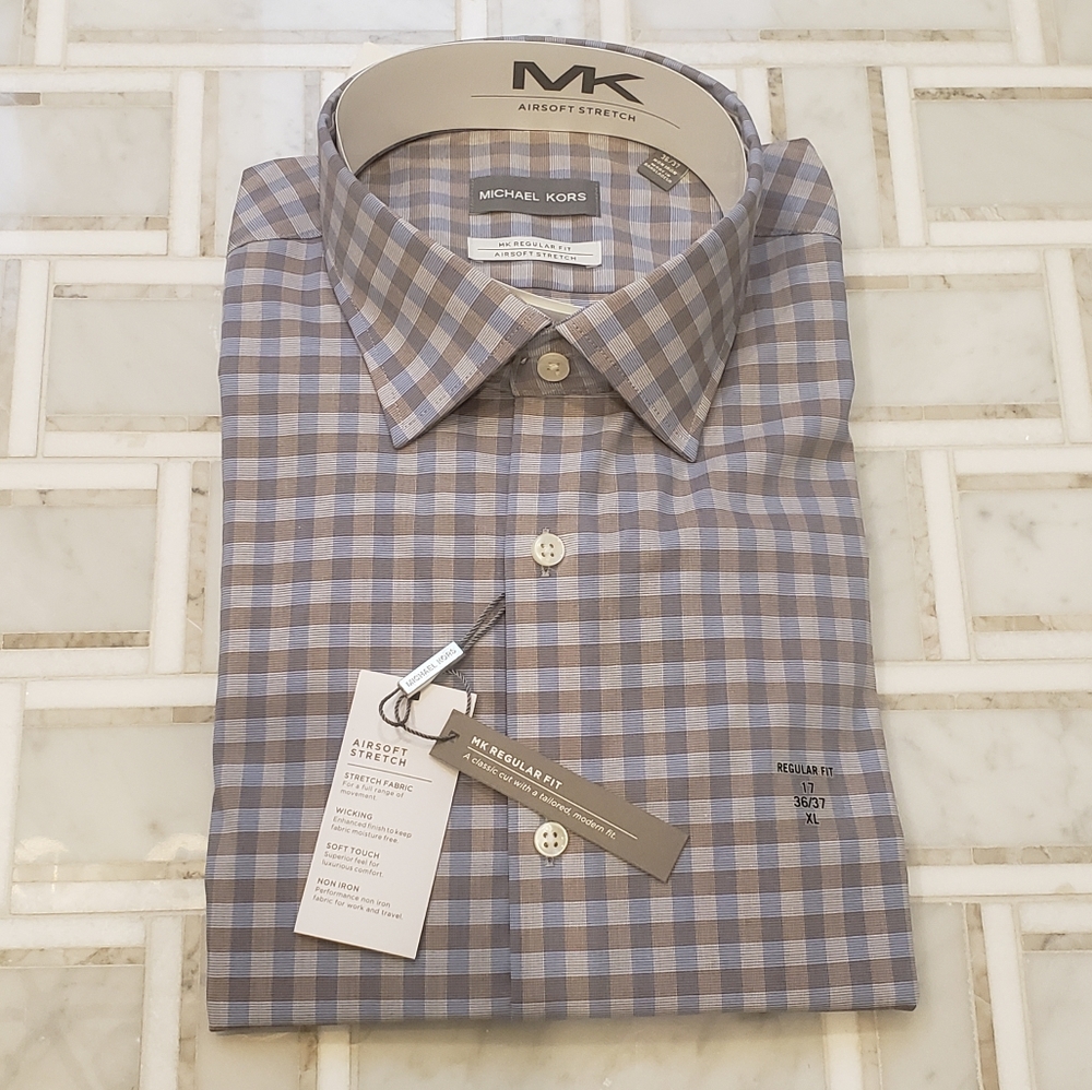 Michael Kors button down shirt plaid 17 36/37
